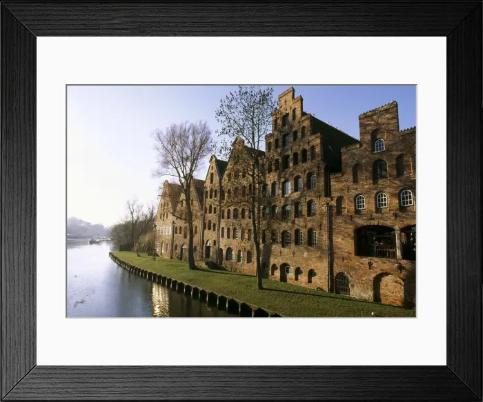 Framed Print : Salt storages beside the Trave River, Luebeck, Schleswig-Holstein, Germany Framed Print : Salt storages beside the Trave River, Luebeck, Schleswig-Holstein, Germany