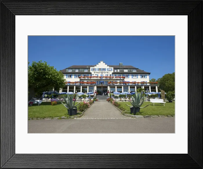 Framed Print : Hotel in Mittelzell, Reichenau Island, Lake Constance, Baden-Wuerttemberg, Germany Framed Print : Hotel in Mittelzell, Reichenau Island, Lake Constance, Baden-Wuerttemberg, Germany