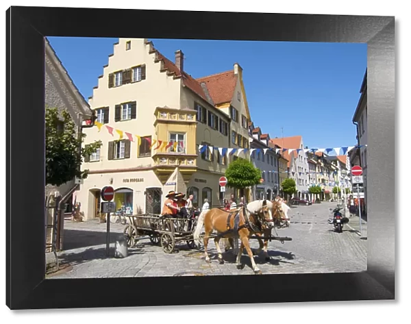 Historic horse-drawn carriage h in Kaufbeuren, Allgaeu, Bavaria, Germany