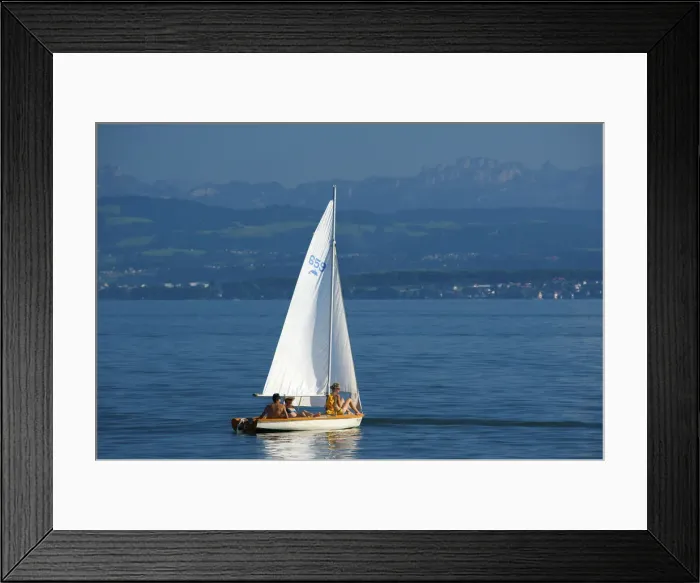 Framed Print : Sailing boat near Hagnau, Lake Constance, Baden-Wuerttemberg, Germany
