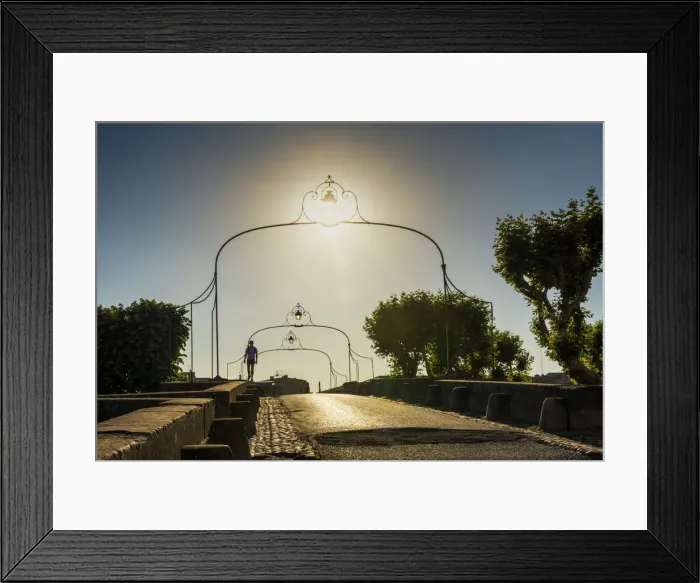 Framed Print : Person Walking over Bridge, Carcassonne, Languedoc, France Framed Print : Person Walking over Bridge, Carcassonne, Languedoc, France