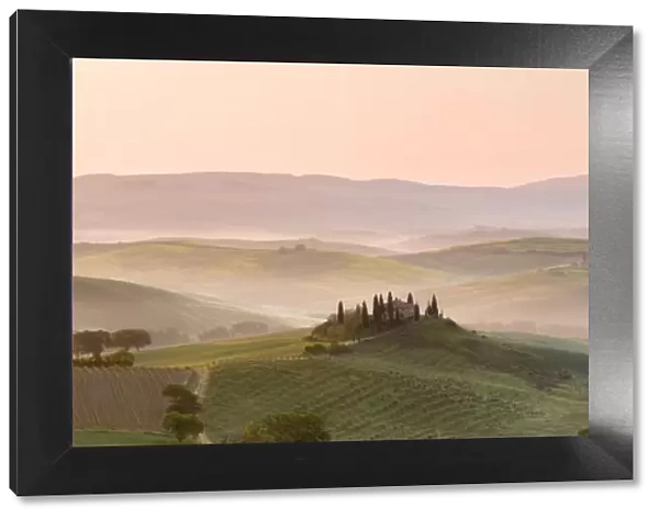 Belvedere at dawn, Valle de Orcia, Tuscany, Italy