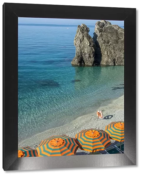 Europe, Italy, Liguria. Beach in Monterosso, Cinque Terre