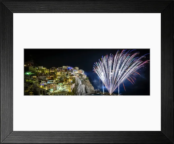 Framed Print : Europe, Italy, Liguria. Fireworks in Manarola for San Lorenzo Framed Print : Europe, Italy, Liguria. Fireworks in Manarola for San Lorenzo