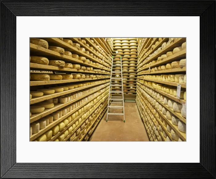 Framed Print : Europe, Italy, Piedmont. In a cheese diary in Castelmagno Framed Print : Europe, Italy, Piedmont. In a cheese diary in Castelmagno