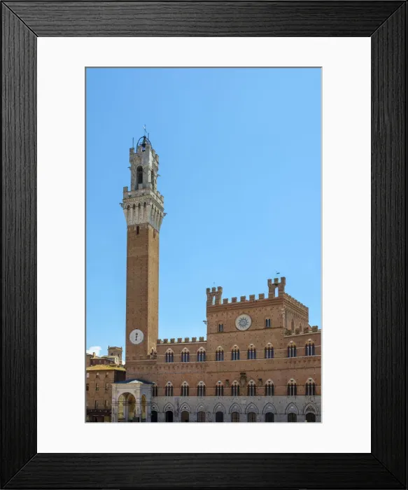 Framed Print : Palazzo Pubblico and Torre del Mangia on Piazza del Campo, UNESCO World Heritage Site