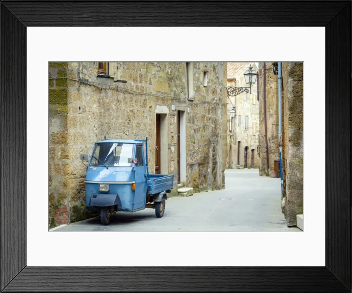 Framed Print : Piaggio APE TM P50 in Pitigliano, Tuscany, Italy, Europe Framed Print : Piaggio APE TM P50 in Pitigliano, Tuscany, Italy, Europe