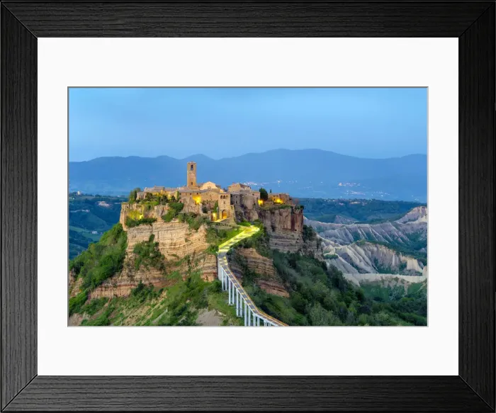 Framed Print : Civita di Bagnoregio at dusk, Bagnoregio, Lazio, Italy, Europe Framed Print : Civita di Bagnoregio at dusk, Bagnoregio, Lazio, Italy, Europe