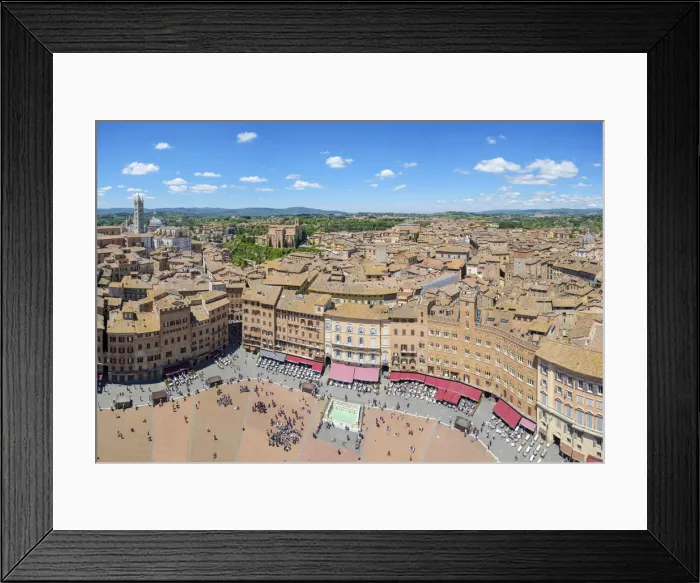 Framed Print : Piazza del Campo and buildings in old town, high angle view. UNESCO World Heritage Site Framed Print : Piazza del Campo and buildings in old town, high angle view. UNESCO World Heritage Site