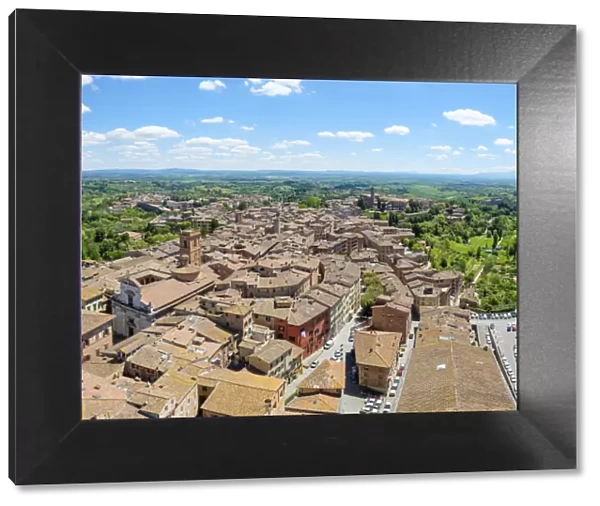High angle view of buildings in old town. UNESCO World Heritage Site, Siena, Tuscany