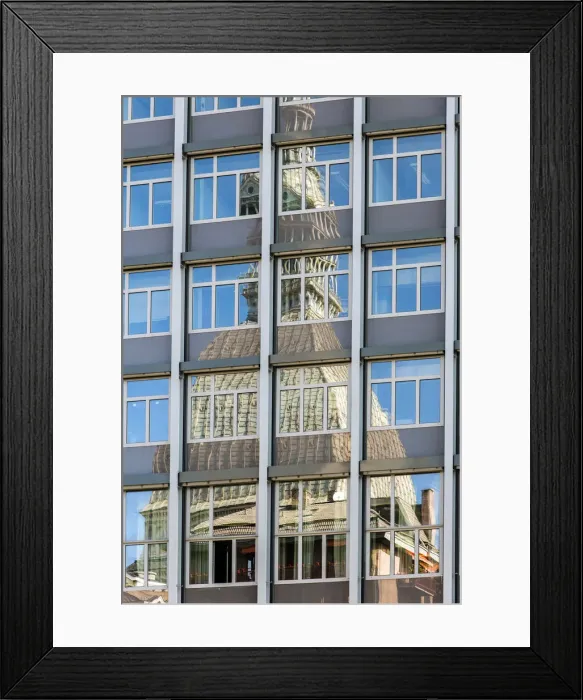 Framed Print : The Mole Antonelliana reflected into a glassy building, Turin, Piedmont, Italy Framed Print : The Mole Antonelliana reflected into a glassy building, Turin, Piedmont, Italy