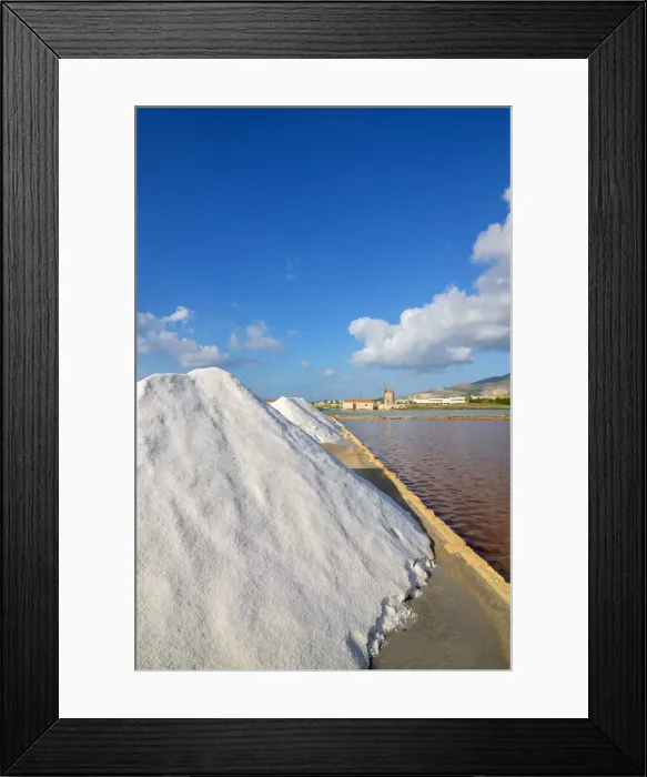 Framed Print : Europe, Italy, Sicily, Trapani, Trapani salt pans