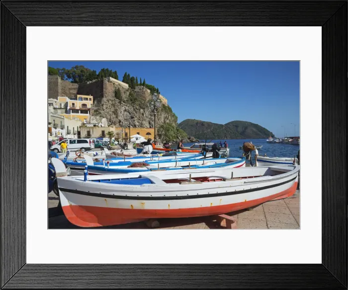 Framed Print : Fishing boats at Marina Corta, Lipari Town, Lipari Island, Aeolian Islands, UNESCO Framed Print : Fishing boats at Marina Corta, Lipari Town, Lipari Island, Aeolian Islands, UNESCO