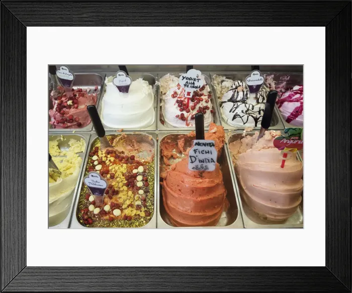 Framed Print : Selection of ice cream at a Sicilian ice cream parlour, Palermo, Sicily, Italy, Europe Framed Print : Selection of ice cream at a Sicilian ice cream parlour, Palermo, Sicily, Italy, Europe