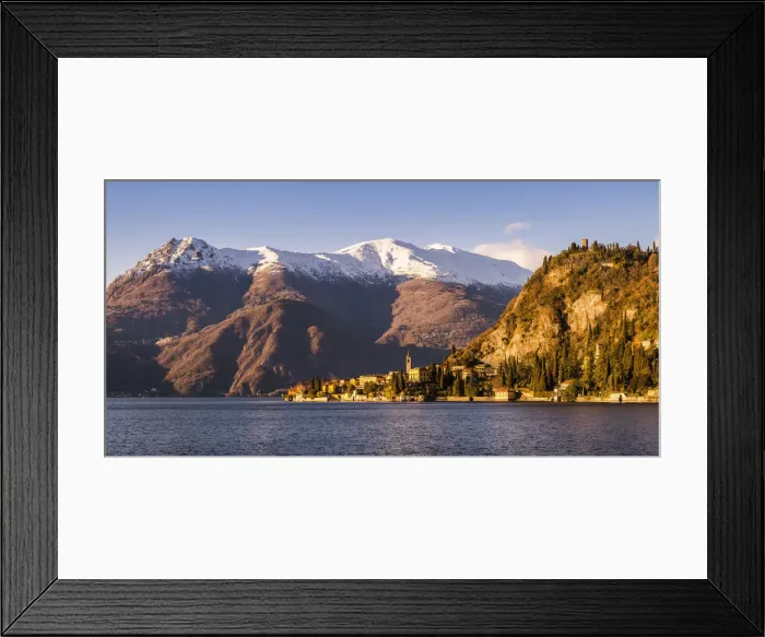 Framed Print : Varenna, Lake Como, Lombardy, Italy. Winter sunset over Varenna with some snow Framed Print : Varenna, Lake Como, Lombardy, Italy. Winter sunset over Varenna with some snow