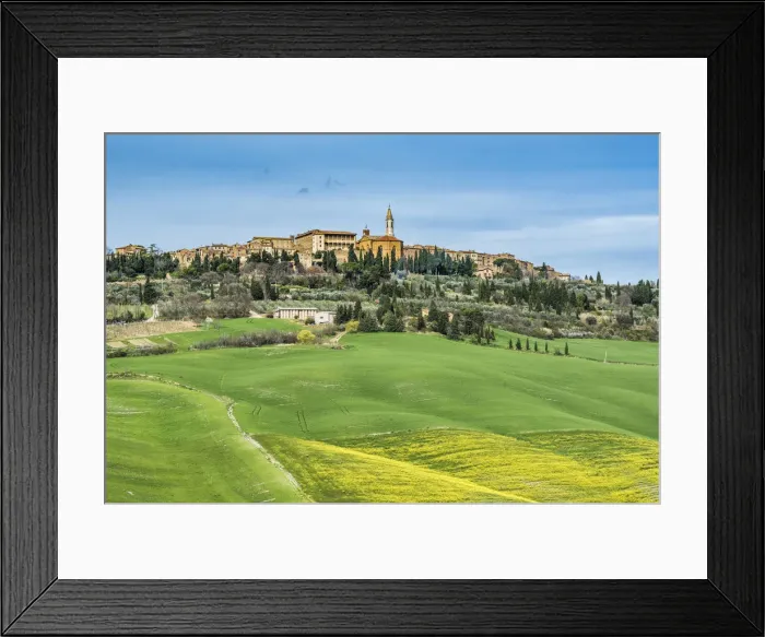 Framed Print : Pienza, Siena district, Tuscany, Italy. View of the green hills of Pienza with Framed Print : Pienza, Siena district, Tuscany, Italy. View of the green hills of Pienza with