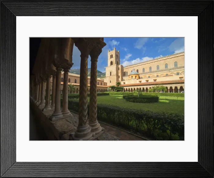 Framed Print : Cloister, Cathedral of Monreale, Monreale, Palermo, Sicily, Italy, Europe