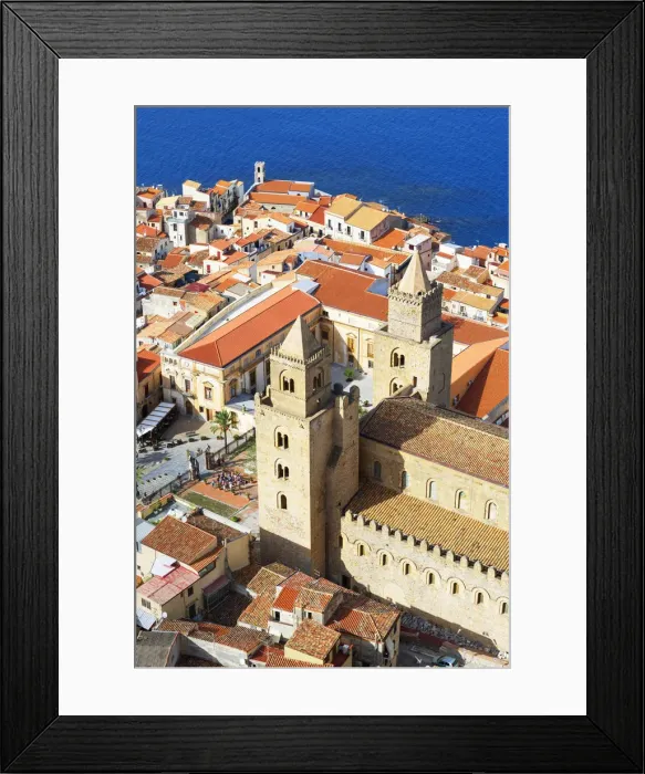 Framed Print : Top view of Cefalu, Cefalu, Sicily, Italy, Europe Framed Print : Top view of Cefalu, Cefalu, Sicily, Italy, Europe