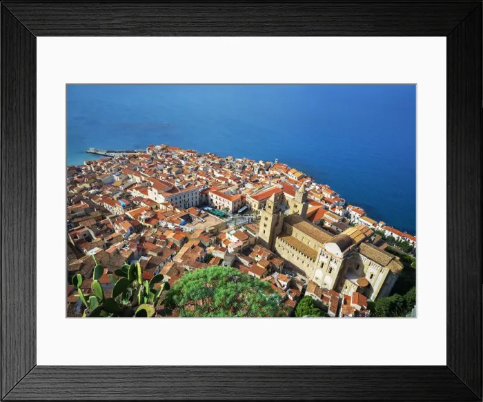 Framed Print : Top view of Cefalu, Cefalu, Sicily, Italy, Europe Framed Print : Top view of Cefalu, Cefalu, Sicily, Italy, Europe