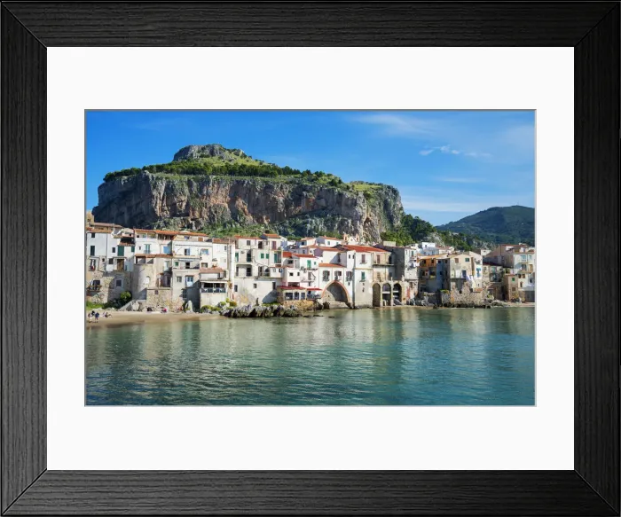 Framed Print : Old town and La Rocca Cliff, Cefalu, Sicily, Italy, Europe Framed Print : Old town and La Rocca Cliff, Cefalu, Sicily, Italy, Europe