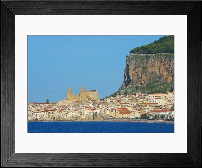 Framed Print : Old town, cathedral and cliff La Rocca, Cefalu, Sicily, Italy, Europe Framed Print : Old town, cathedral and cliff La Rocca, Cefalu, Sicily, Italy, Europe