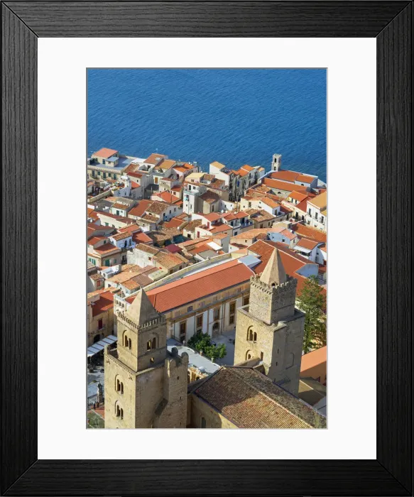 Framed Print : Top view of Cefalu, Cefalu, Sicily, Italy, Europe