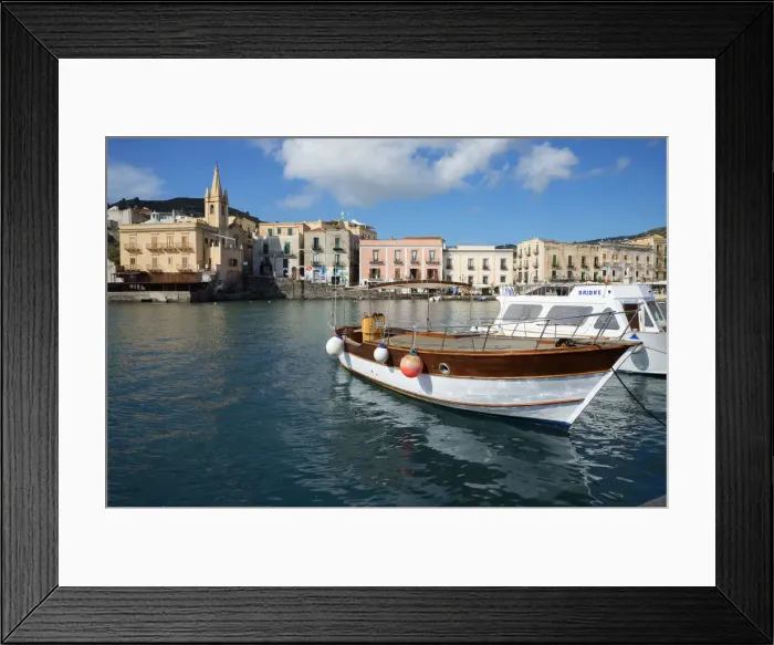 Framed Print : Marina Corta harbor and San Giuseppe church, Lipari Island, Aeolian Islands, UNESCO Framed Print : Marina Corta harbor and San Giuseppe church, Lipari Island, Aeolian Islands, UNESCO