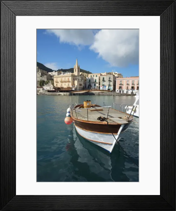 Framed Print : Marina Corta harbor and San Giuseppe church, Lipari Town, Lipari Island, Aeolian Islands Framed Print : Marina Corta harbor and San Giuseppe church, Lipari Town, Lipari Island, Aeolian Islands