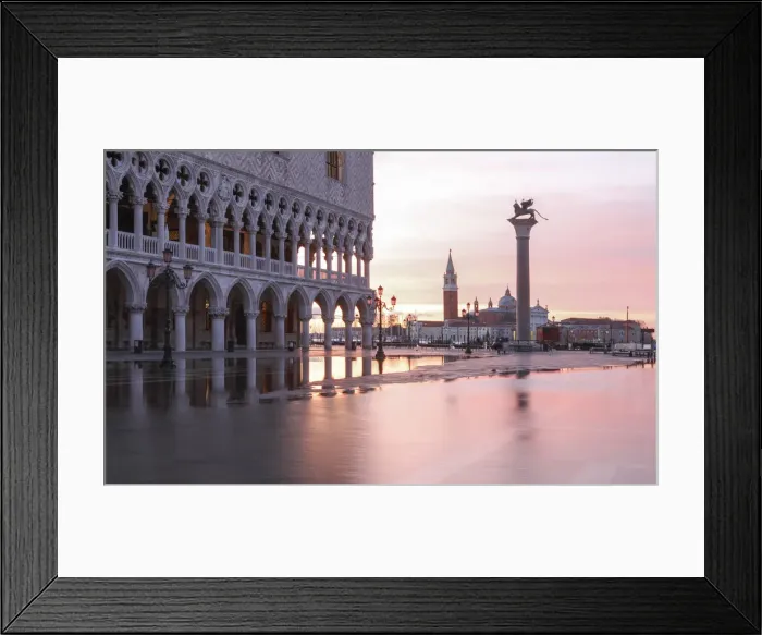 Framed Print : Acqua Alta in St Marks square at sunrise, Venice; Veneto; Italy Framed Print : Acqua Alta in St Marks square at sunrise, Venice; Veneto; Italy