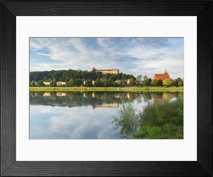 Framed Print : View of River Elbe and Pirna, Saxony, Germany