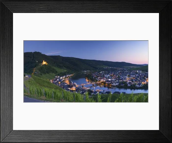 Framed Print : View of River Moselle and Bernkastel-Kues, Rhineland-Palatinate, Germany Framed Print : View of River Moselle and Bernkastel-Kues, Rhineland-Palatinate, Germany