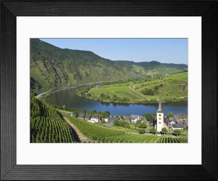 Framed Print : View of River Moselle, Bremm, Rhineland-Palatinate, Germany Framed Print : View of River Moselle, Bremm, Rhineland-Palatinate, Germany
