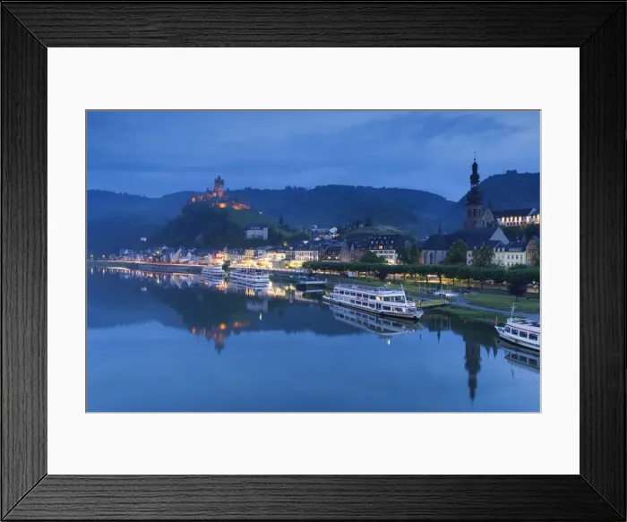 Framed Print : Reichsburg at dusk, Cochem, Rhineland-Palatinate, Germany Framed Print : Reichsburg at dusk, Cochem, Rhineland-Palatinate, Germany