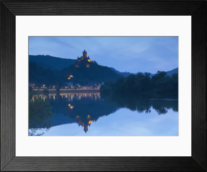 Framed Print : Reichsburg at dusk, Cochem, Rhineland-Palatinate, Germany