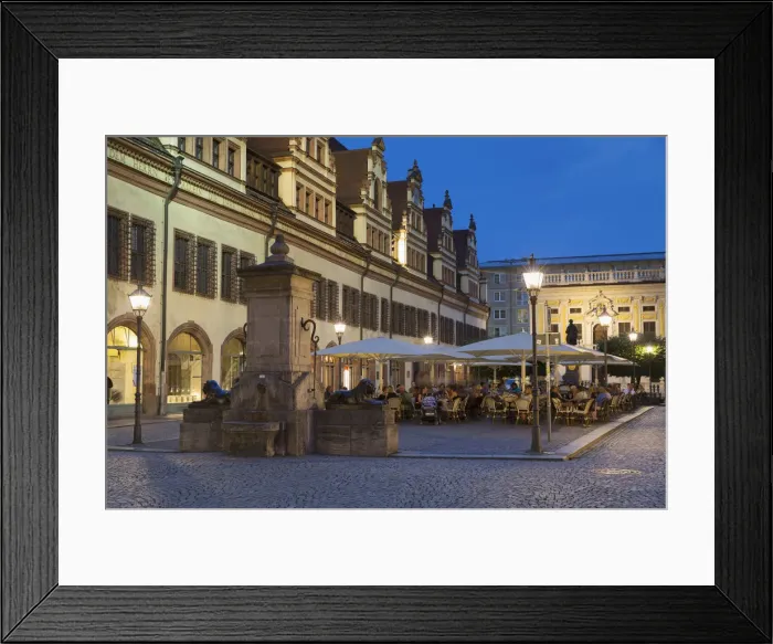 Framed Print : Outdoor cafes in Naschmarket, Leipzig, Saxony, Germany