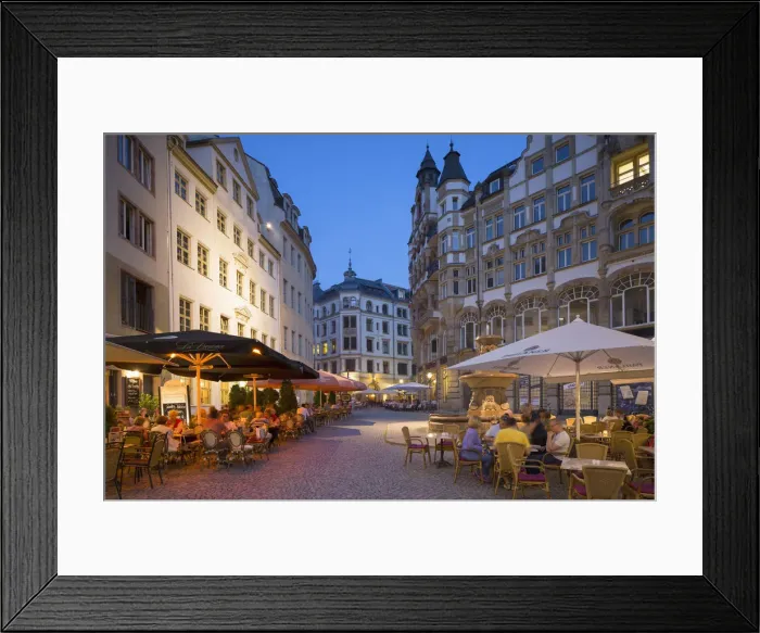 Framed Print : Outdoor cafes in historic centre, Leipzig, Saxony, Germany