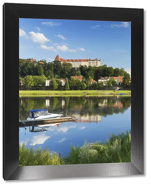 View of River Elbe and Pirna, Saxony, Germany
