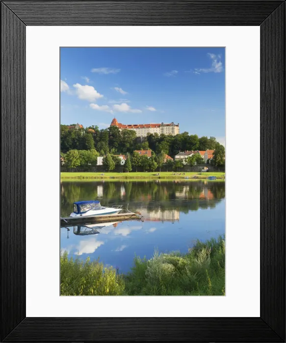 Framed Print : View of River Elbe and Pirna, Saxony, Germany Framed Print : View of River Elbe and Pirna, Saxony, Germany