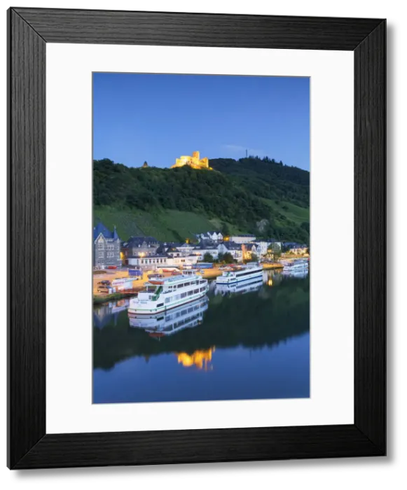 Framed Print : View of River Moselle and Bernkastel-Kues at dusk, Rhineland-Palatinate, Germany Framed Print : View of River Moselle and Bernkastel-Kues at dusk, Rhineland-Palatinate, Germany