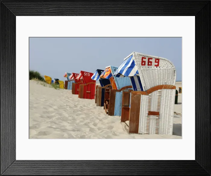 Framed Print : Beach chairs, Norddorf, Amrum Island, Friesland, Schleswig-Holstein, Germany