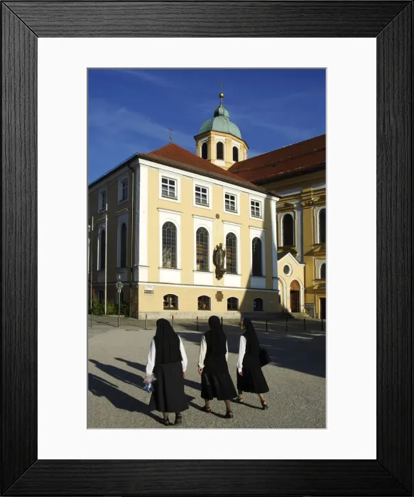Framed Print : Nuns on the Kapellplatz Suare, Altoetting, Chiemgau, Bavaria, Germany Framed Print : Nuns on the Kapellplatz Suare, Altoetting, Chiemgau, Bavaria, Germany