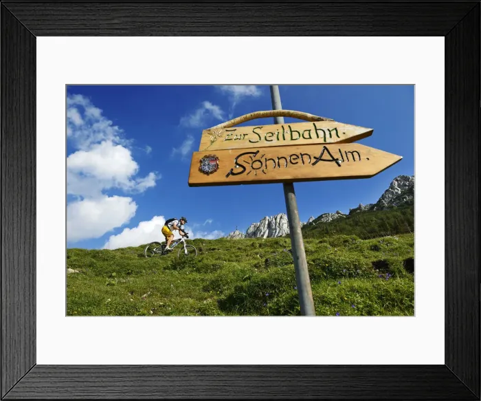 Framed Print : Mountain biker on the Kampenwand, Chiemgau, Upper Bavaria, Bavaria, Germany. MR Framed Print : Mountain biker on the Kampenwand, Chiemgau, Upper Bavaria, Bavaria, Germany. MR