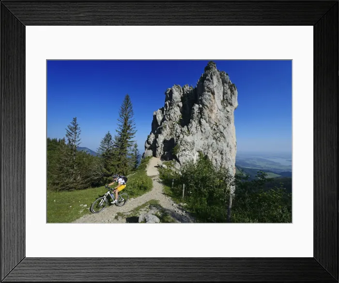 Framed Print : Mountain bikers before Staffelstein, Kampenwand, Chiemgau, Upper Bavaria, Bavaria Framed Print : Mountain bikers before Staffelstein, Kampenwand, Chiemgau, Upper Bavaria, Bavaria