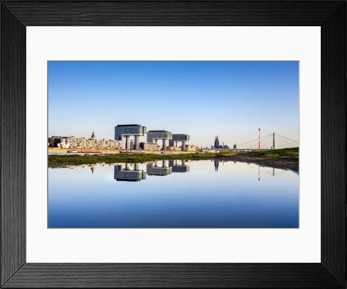 Framed Print : Crane houses, Cologne Cathedral and River Rhine, Rheinauharbour, Cologne, North Rhine Framed Print : Crane houses, Cologne Cathedral and River Rhine, Rheinauharbour, Cologne, North Rhine