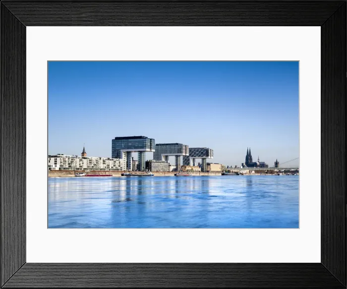 Framed Print : Crane houses, Cologne Cathedral and River Rhine, Rheinauharbour, Cologne, North Rhine Framed Print : Crane houses, Cologne Cathedral and River Rhine, Rheinauharbour, Cologne, North Rhine