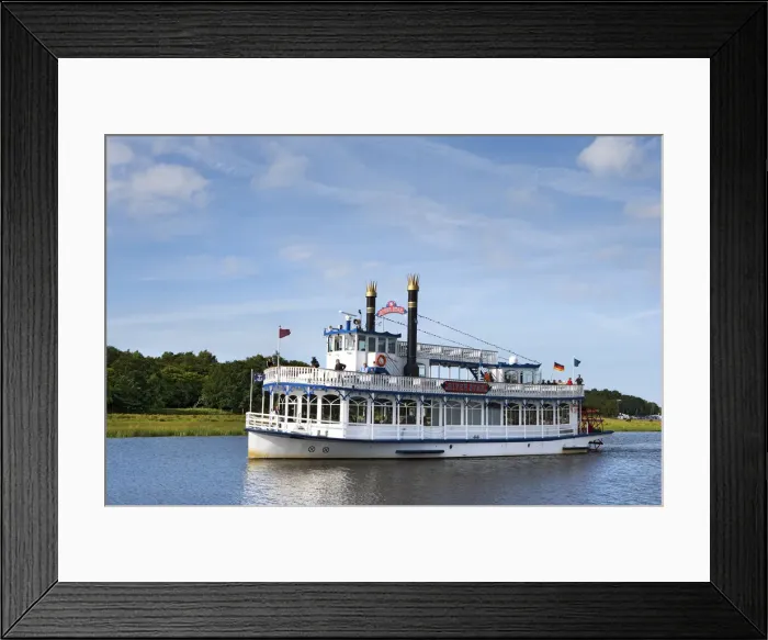 Framed Print : Paddle wheel steamer, Prerow, Darss, Mecklenburg-Western Pomerania, Germany Framed Print : Paddle wheel steamer, Prerow, Darss, Mecklenburg-Western Pomerania, Germany