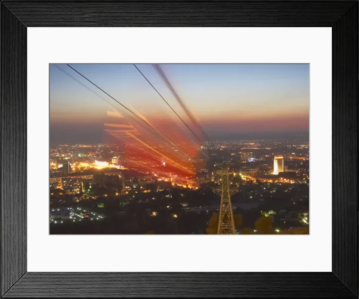 Framed Print : Cable car descending towards Almaty, Almaty, Kazakhstan Framed Print : Cable car descending towards Almaty, Almaty, Kazakhstan