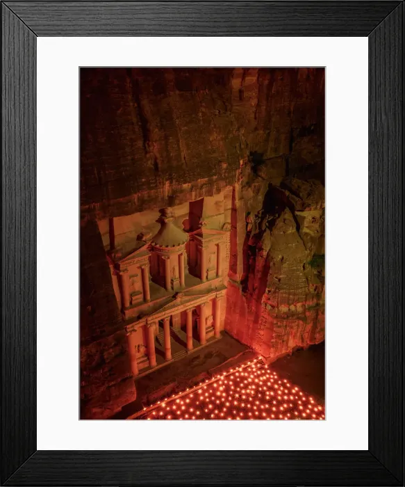 Framed Print : The Treasury, Al-Khazneh at night, elevated view, Petra, Ma an Governorate, Jordan Framed Print : The Treasury, Al-Khazneh at night, elevated view, Petra, Ma an Governorate, Jordan