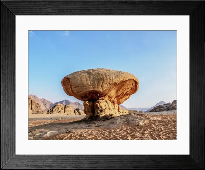 Framed Print : The Mushroom Rock Formation, Wadi Rum, Aqaba Governorate, Jordan