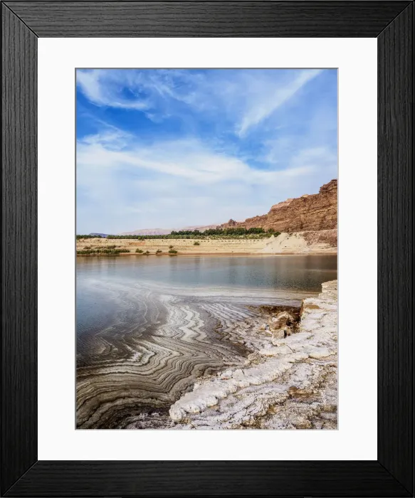 Framed Print : Salt Formations on the shore of the Dead Sea, Karak Governorate, Jordan